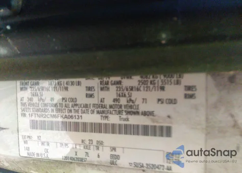 2015 Ford Transit-250 z USA, uszkodzony, nr VIN 1FTNR2CM6FKA06131